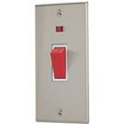 Contactum iConic 45A 1-Gang DP Control Switch Brushed Steel with Neon with White Inserts (909RR)
