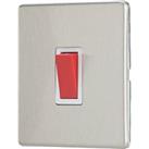 Contactum Lyric 32A 1-Gang DP Control Switch Brushed Steel with White Inserts (942RP)