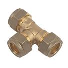 Flomasta Brass Compression Equal Tees 15mm 2 Pack (95632)
