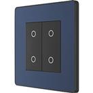 British General Evolve 2-Gang 2-Way LED Double Secondary Touch Trailing Edge Dimmer Switch Blue with