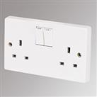 Crabtree Capital 13A 2-Gang SP Switched Plug Socket White (96304)
