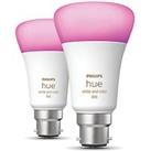 Philips Hue BC A60 RGB & White LED Smart Light Bulb 6.5W 800lm 2 Pack (967JA)
