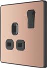 British General Evolve 13A 1-Gang SP Switched Socket Copper with Black Inserts (969RF)