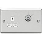 Knightsbridge 13A Key Switch 1-Gang DP Switched Socket Brushed Chrome with White Inserts (975TY)