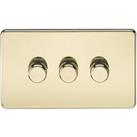 Knightsbridge 3-Gang 2-Way LED Intelligent Dimmer Switch Polished Brass (979PX)