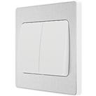British General Evolve 20 A 16AX 2-Gang 2-Way Wide Rocker Light Switch Brushed Steel with White Inse