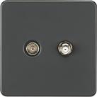 Knightsbridge 2-Gang Isolated Coaxial TV & F-Type Satellite Socket Anthracite (991TY)