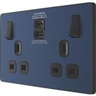 British General Evolve 13A 2-Gang SP Switched Socket + 3A 30W 2-Outlet Type A & C USB Charger Bl