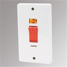 Crabtree Capital 50A 2-Gang DP Cooker Switch White with Neon (99780)