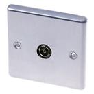 LAP 1-Gang Female Coaxial TV Socket Brushed Stainless Steel (99858)