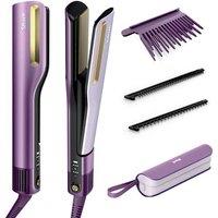 Shark SilkiPro Straight Hair Straightener + Dryer in One Tool with Heat-Resistant Storage Case in Plum Satin | HT401UKPU | by SharkNinja