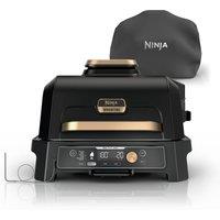 Ninja Woodfire Pro Connect XL Electric BBQ Grill & Smoker with Cover in Black/Gold | OG901UKBK1 | by SharkNinja