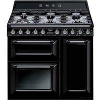 Smeg TR93BL 90cm Victoria Dual Fuel Range Cooker in Black with Circula