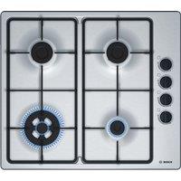 Bosch PBH6B5B60 Series 2 60cm 4 Burner Gas Hob Brushed Steel Wok Burne
