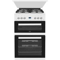 Beko EDG6L33W 60cm Double Oven Gas Cooker in White Glass Lid