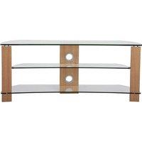 TTAP L640 1200 3O Vision Curve 1200mm TV Stand in Light Oak Clear Glas