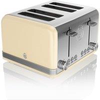 Swan ST19020CN 4 Slice Retro Style Toaster in Cream Chrome