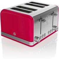 Swan ST19020RN 4 Slice Retro Style Toaster in Red Chrome