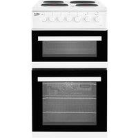 Beko EDP503W 50cm Double Oven Electric Cooker in White Solid Plate