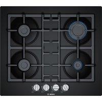 Bosch PNP6B6B90 Series 4 60cm 4 Burner Gas Hob in Tempered Black Glass