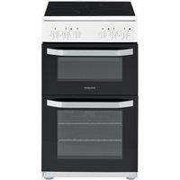 Hotpoint HD5V92KCW 50cm Twin Cavity Electric Cooker in White Ceramic H