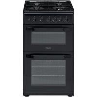 Hotpoint HD5G00KCB 50cm Twin Cavity Gas Cooker in Black Catalytic Line