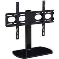 TTAP PED64S Black Glass Swivel Tabletop Pedestal TV Stand in Black