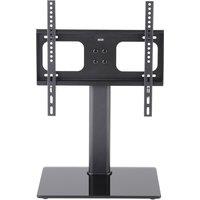 TTAP TT64F Black Glass Tabletop Pedestal TV Stand in Black