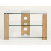 TTAP L630 600 3OC Vision 600mm TV Stand in Light Oak with Clear Glass