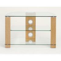 TTAP L630 800 3OC Vision 800mm TV Stand in Light Oak with Clear Glass