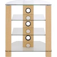 TTAP TVS1010 Vision 650mm 4 Shelf Hi Fi Rack in Light Oak Glass