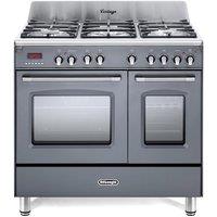 Delonghi DVTR906DFSLA 90cm Wide Vintage Dual Fuel Range Cooker in Slat