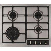 CDA HG6351SS 60cm Built In 4 Burner Gas Hob in St Steel Wok Burner