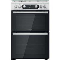 Hotpoint HD67G02CCW 60cm Double Oven Gas Cooker in White 84 42L