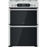 Hotpoint HDM67G8C2CX 60cm Dual Fuel Cooker in Silver Double Oven Gas H