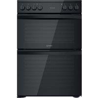 Indesit ID67V9KMBUK 60cm Double Oven Electric Cooker in Black Ceramic