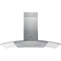 Hotpoint PHGC9 4FLMX 90cm Curved Glass Chimney Hood in St Steel 3 Spee