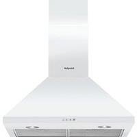 Hotpoint PHPC65FLMX 60cm Pyramid Chimney Hood in White 3 Speed Fan