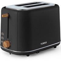 Tower T20027BLK Scandi 2 Slice Metal Toaster Black