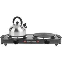 Progress EK4399P Electric Twin Hot Plate in Black 1000W 1500W