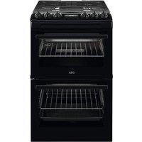 AEG CGX1130ACB 55cm Gas Cooker in Black Double Oven Glass Lid