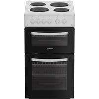 Indesit ITE5EMW 50cm Twin Cavity Electric Cooker in White Solid Plate