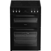 Hotpoint HDE6VDB1 60cm Double Oven Electric Cooker in Black Ceramic Ho