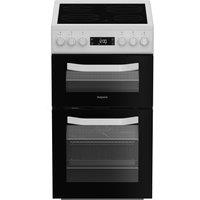 Hotpoint HDE5VDCW 50cm Double Oven Electric Cooker in White Ceramic Ho
