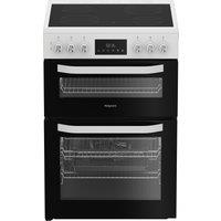 Hotpoint HDE6VDW 60cm Double Oven Electric Cooker in White Ceramic Hob