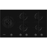 Whirlpool GOWL958NB 90cm 5 Burner Gas Hob in Black Glass 5kW Wok Burne