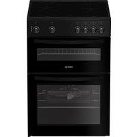 Indesit IDE6VMB 60cm Double Oven Electric Cooker in Black 4 Zone Ceram