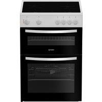 Indesit IDE6VMW 60cm Double Oven Electric Cooker in White 4 Zone Ceram