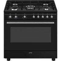 Smeg CX91GMBL 90cm Concert Classic Dual Fuel Range Cooker in Black wit