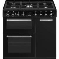 Smeg CX93GMBL 90cm Concert Classic Dual Fuel Range Cooker in Black wit